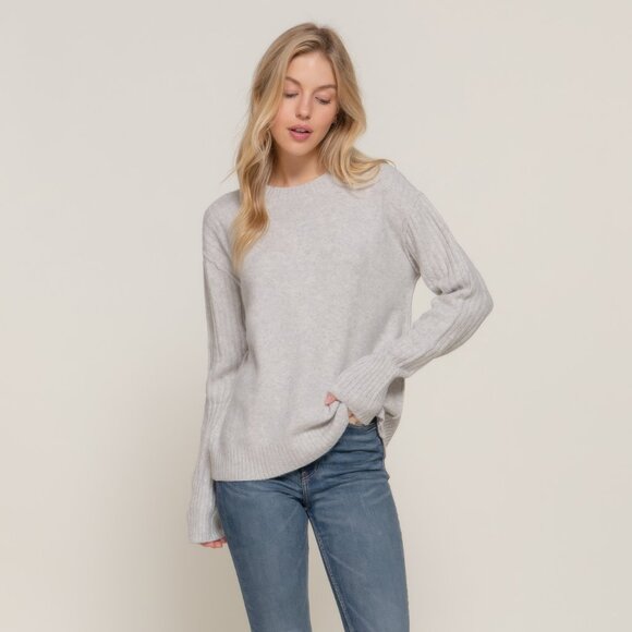 Long Slv Mock Neck Raised Seam Sweater - Picture 2 of 4